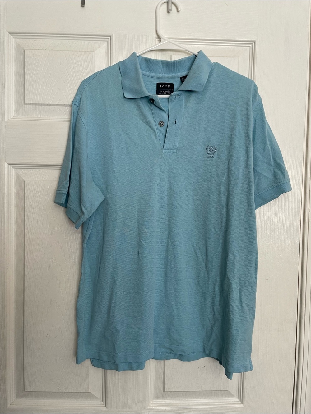 IZOD 100% Cotton Silk Wash Men's size Medium Light Blue Polo Shirt